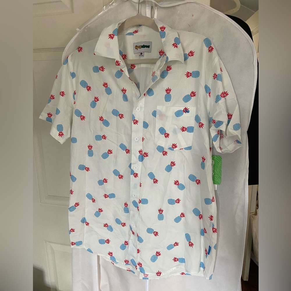Pineapple patriotism button down shirt